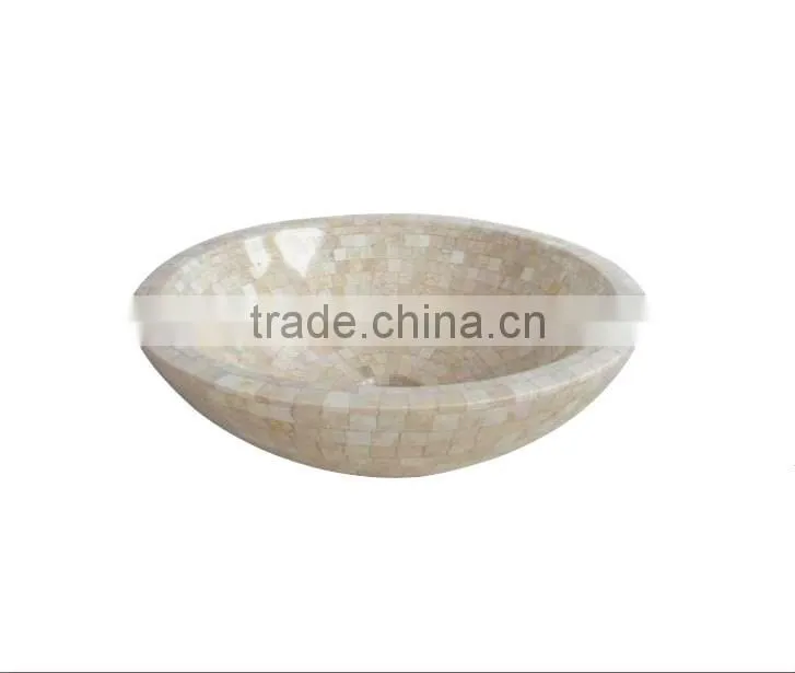 Light emperador marble mosaic bathroom sink
