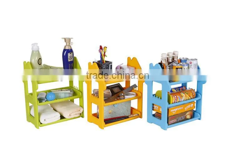 3-Shelf Multifunction Shelving Unit Plastic Storage Rack with Home Shape Wine Organizer