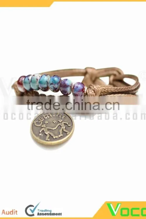 Handmade Wax Wire Ceramic Bead Bracelet