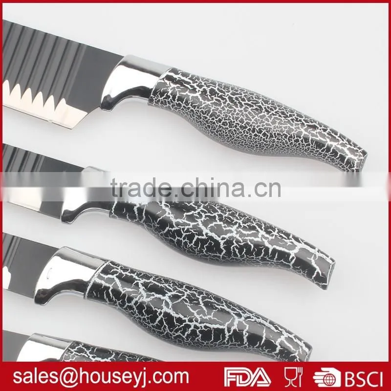 Set of 5pcs knife set non stick color kitchen knife blade with"V"wave grooves design