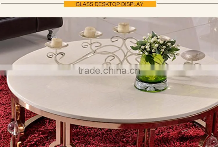 D366 Hot Sale Marble Top Round Gold Side Table