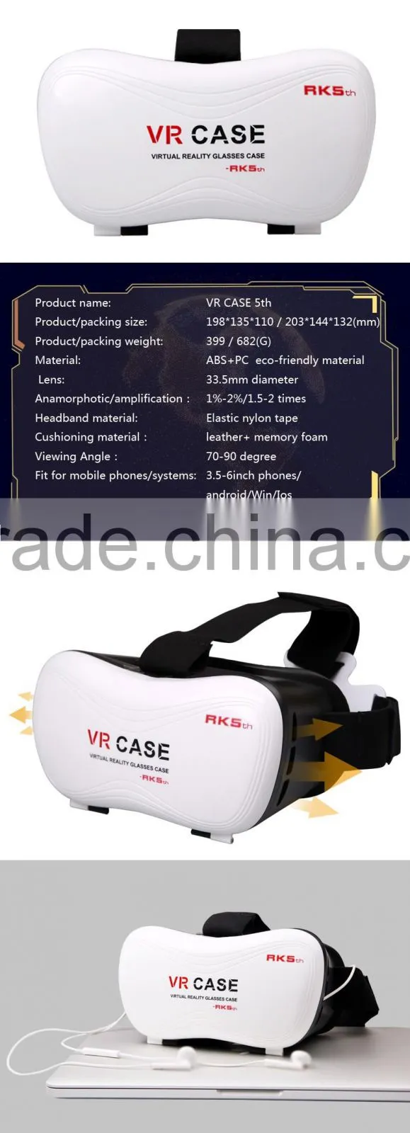 New Design! 3d Glasses VR case 3.0 Professional Google Cardboard VR case 3 plus