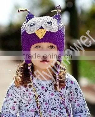 Shocking pink lovely baby crochet hat with flowers New style In stock