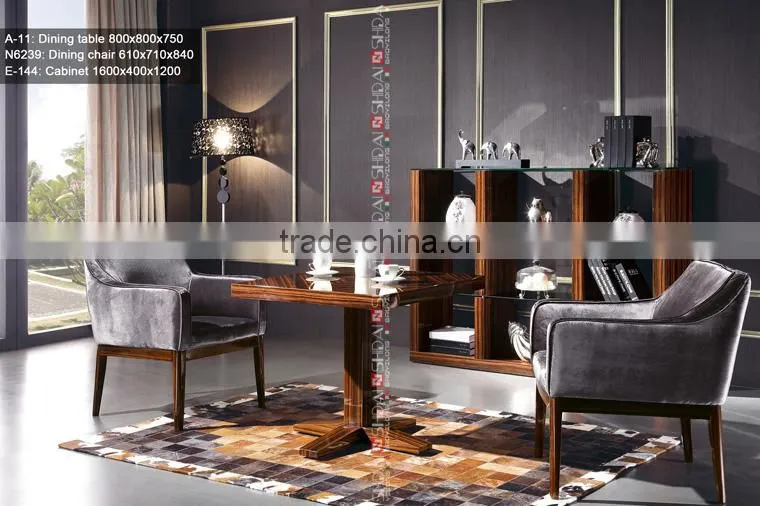 champagne dining room set / burl wood dining room furniture / italian style dining room chairs A-11
