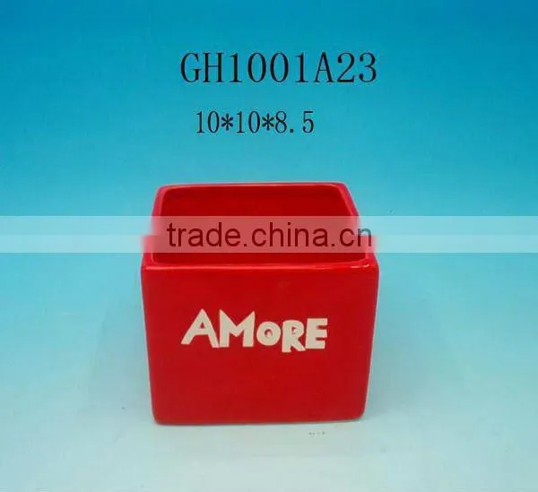 3.9inch Square ceramic flower pot
