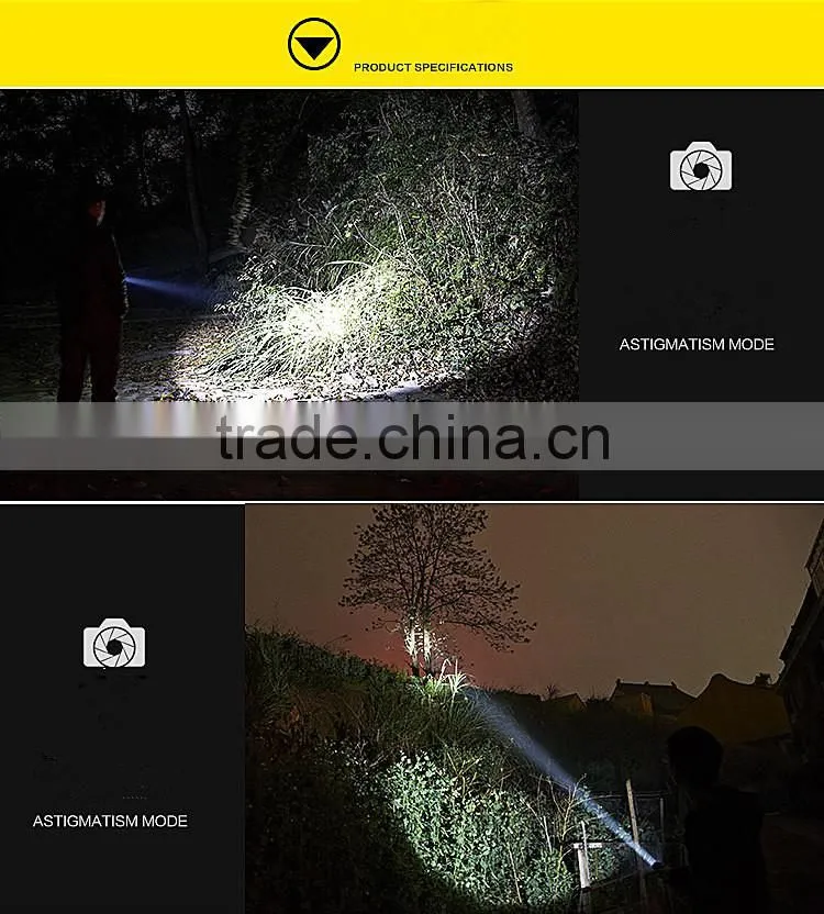 high power 3 Modes zoom aluminium alloy focus flashlight