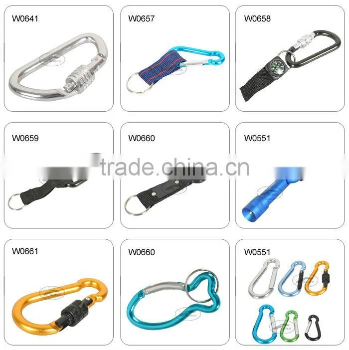 Purple Camping Aluminum Karabiner Clip with Strap
