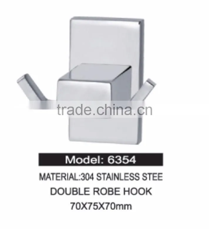 2016 The Hottest Wholesale Price Storage modern bath hardware factory supply 304 Stainless Steel double robe hook