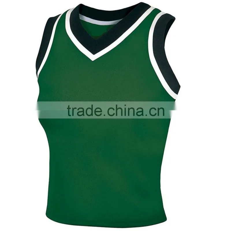 Sleeveless V Neck Knit Spandex Cheerleading Uniforms Women Sexy Tank Top Plus Size Sublimation Cheerleading Uniforms Custom