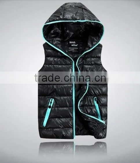 Vests Men women Sleeveless Jacket 2014 Autumn Winter High Quality Cotton-padded Waistcoat BLACK BOMBER JACKET