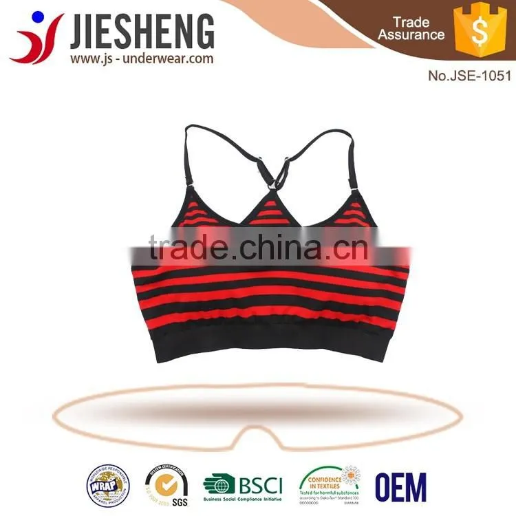 Sex beautiful young girl seamless stripe pattern sports bra