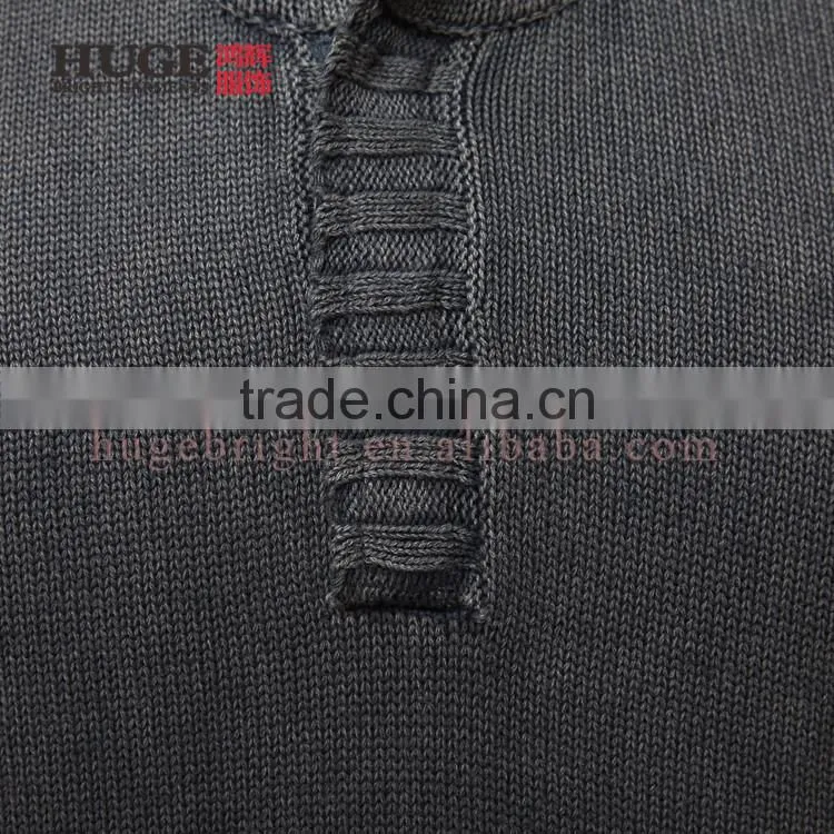 Denim-like Cotton Sweater Hoodie Cable Knit Mens Sweater