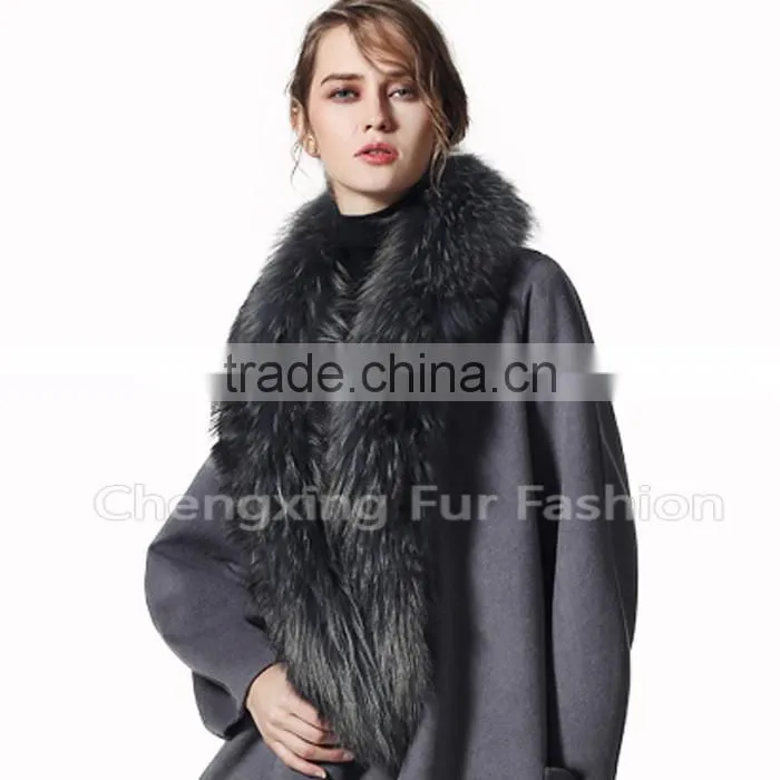 COLLAR-R3C Fur Collar Ranch raised Real Raccoon Fur Scarf