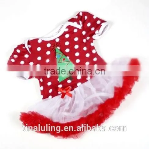 new fashion chirstmas tree 100% cotton baby romper with pettiskirts Petti rompers