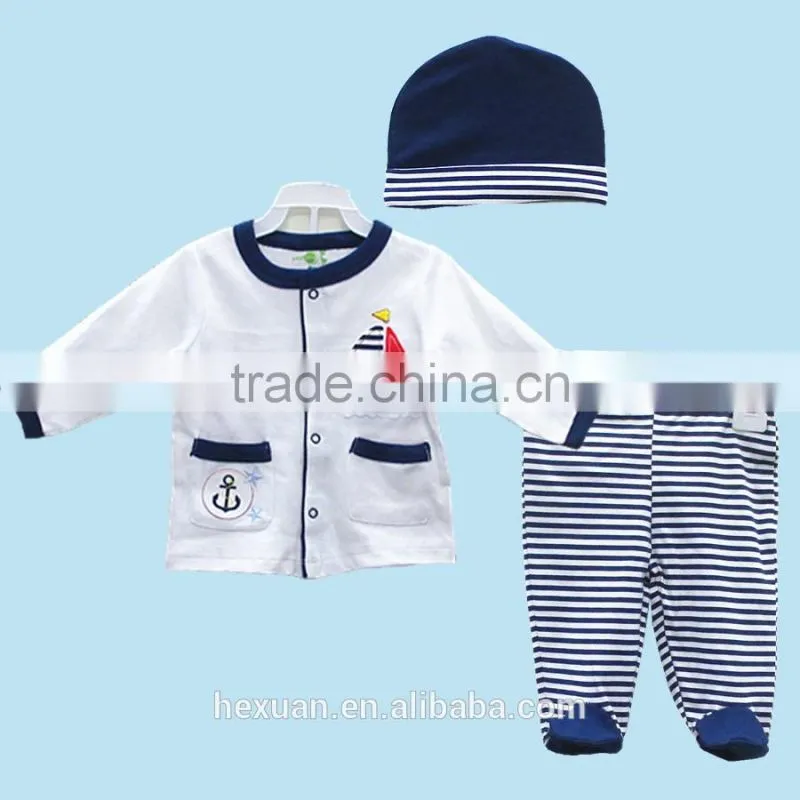 100% cotton Wholesale High Quality Spring Autumn 3PCS/Set Newborn Infant Baby Boy Girl Suits