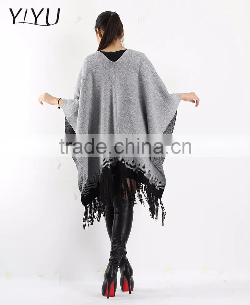 2017 Autumn New Women's Elegant Socialite Cashmere Tassel Cardigan Sweaters Batwing Sleeves Scarf Cape Outwear Good Quality