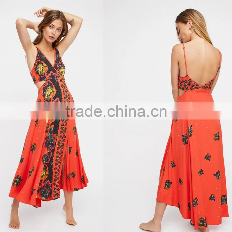 NEW Adjustable spsghetti straps, women sexy maxi mixed print dress