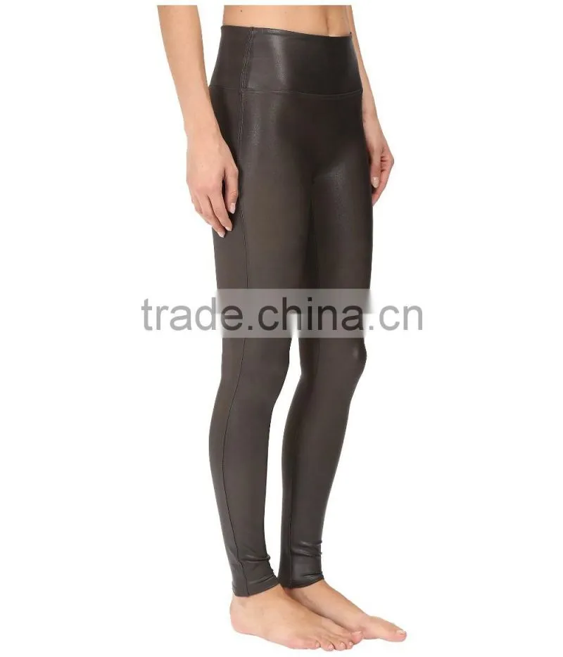 Wholesale fashion 2017 ladies Faux Leather slim fit custom yoga Leggings Sexy Leather stretch Legging