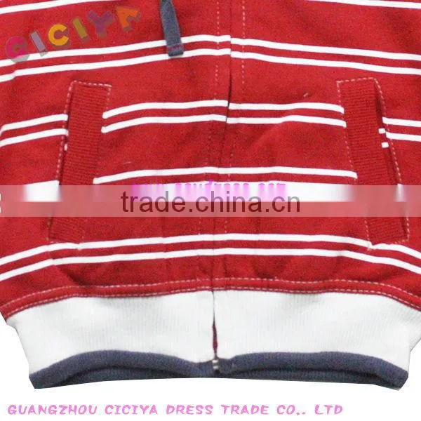 Latest winter design kids red strip fashion hood customized hoodies with hood