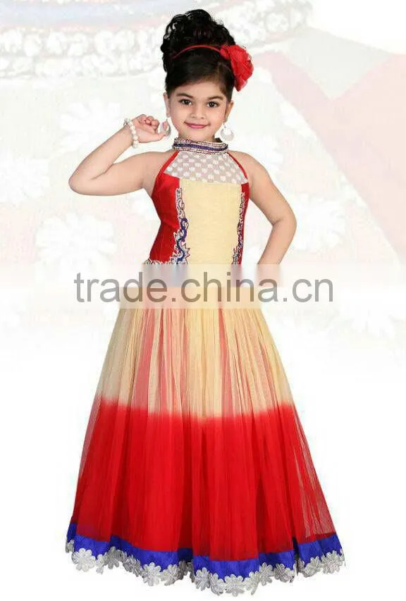 Lovely Red color with orange design at neck salwar kameez sizzling Girls Ready Made