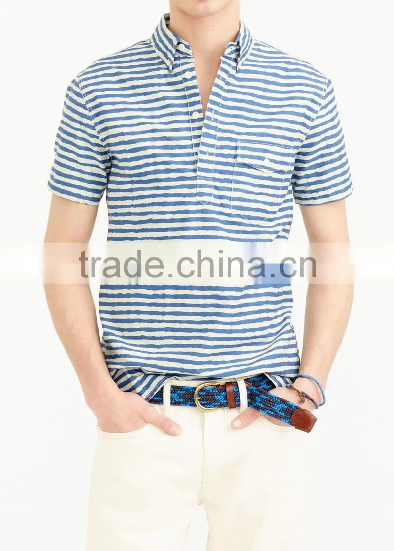 2015 SHORT-SLEEVE COTTON SHIRT stripe men shirts 100% cotton short sleeve OEM Service