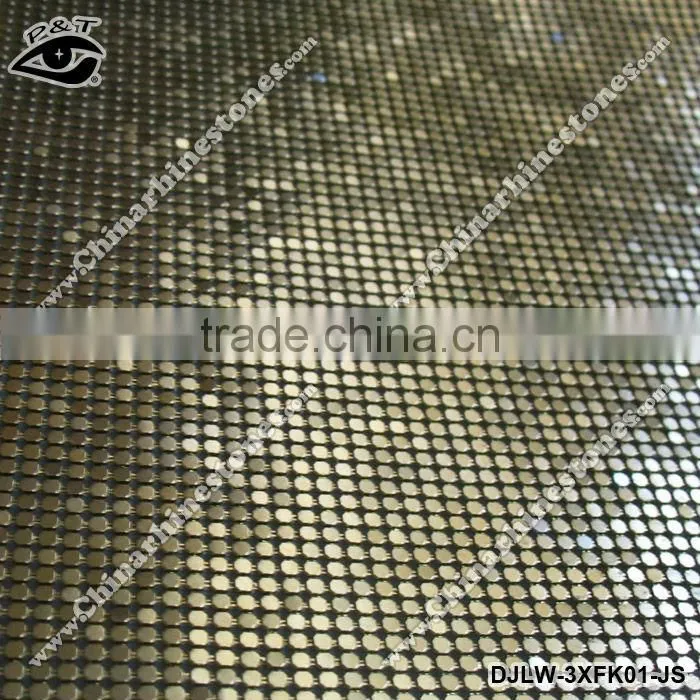 3MM Square Stud Gold Iron On Metal Mesh For Clothing