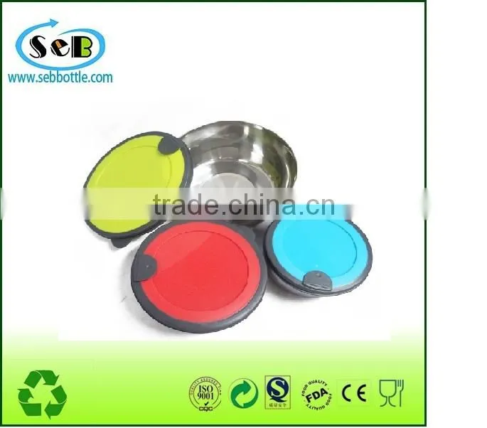 Round stainless steel lunch box with pp lid , lunch container with pp lid