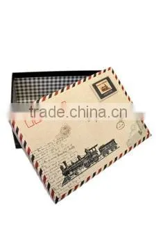 Dubaa Set 3 Nesting Vintage Train Newspaper Clippings Home Storage Photo Letter Boxes