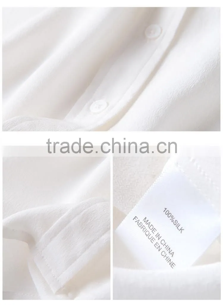 High end Womens 100% silk short sleeve plain formal Blouse