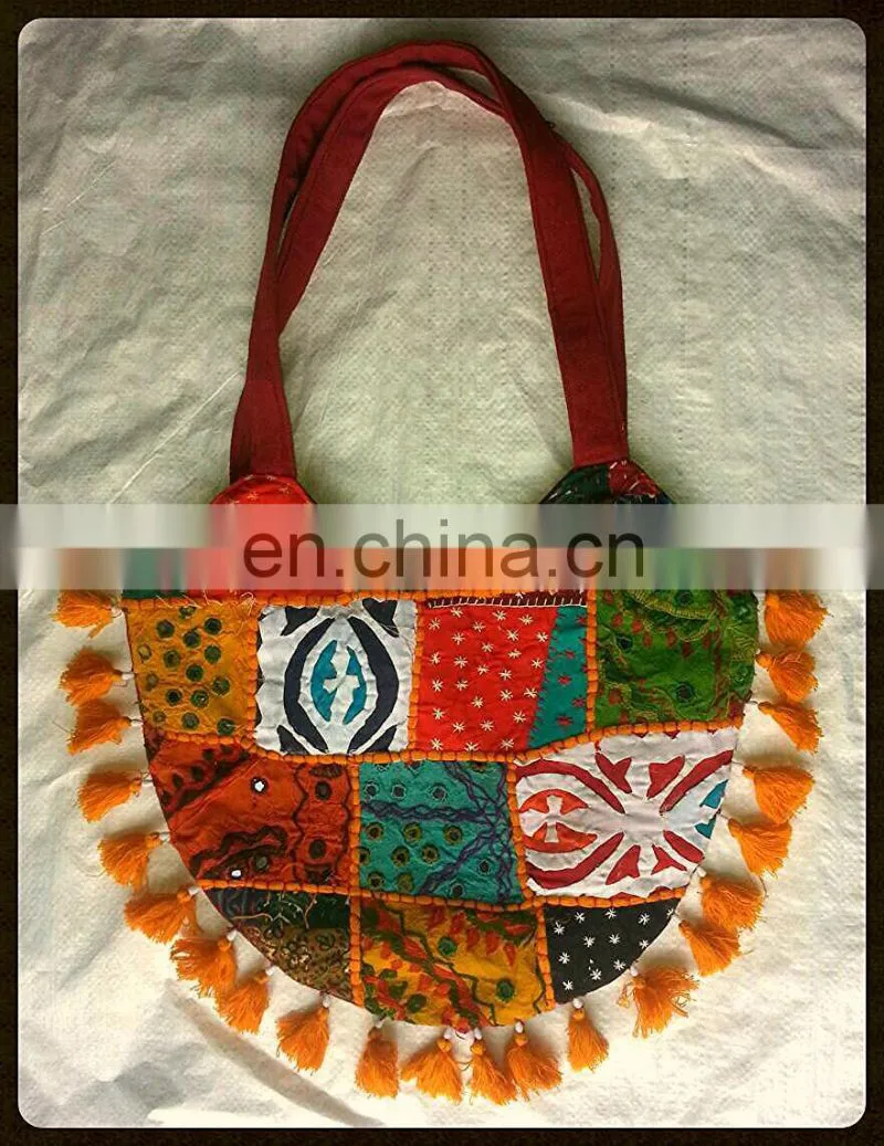 Ethnic Handmade Mirror & Patch Work Large Shoulder Tote bag - Banajara Ethnic Shoulder HandBags