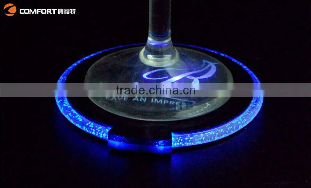 2015Newest design popular battery operated illuminated sticker coaster