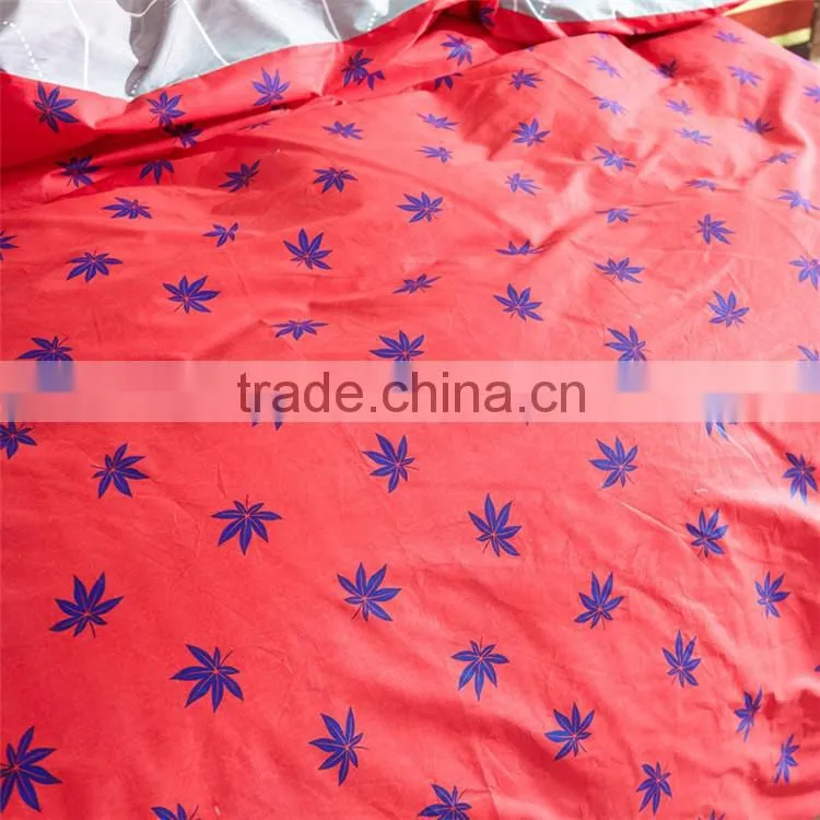 Hot bright color red maple leaf printed cotton sheets set good quality 100% cotton comforter bedding sets low price