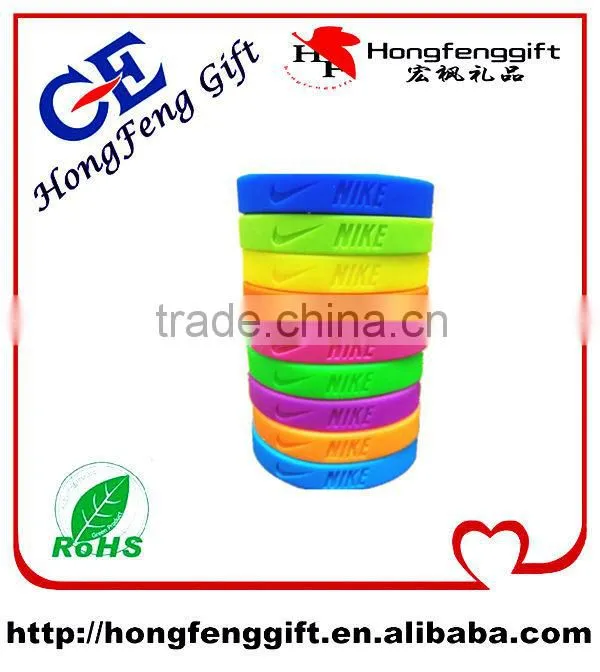 Great quality 1 inch silicone bracelet / rubber wrist band / ink filled wristband