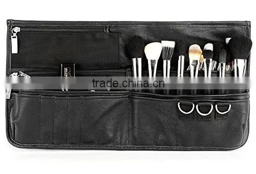 High quality professional cosmetic makeup tool roll with belt, makeup brush holder roll up organizer in beauty,makeup brush roll
