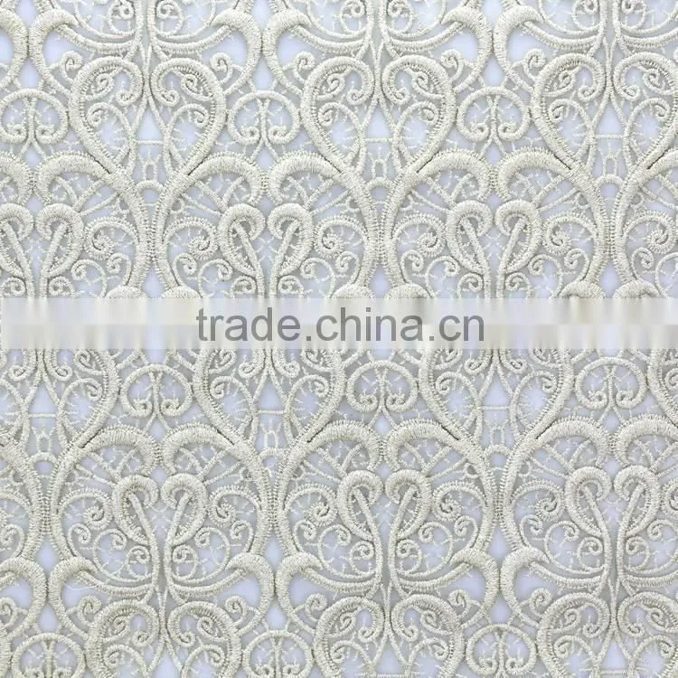 Fashion lowest price wholesale 100% golden yarn embroidery designs ladies tops gold lace fabric