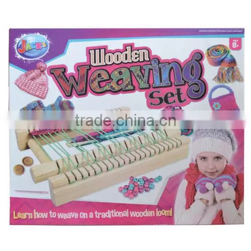 Girl DIY crafts wooden loom weaving kit