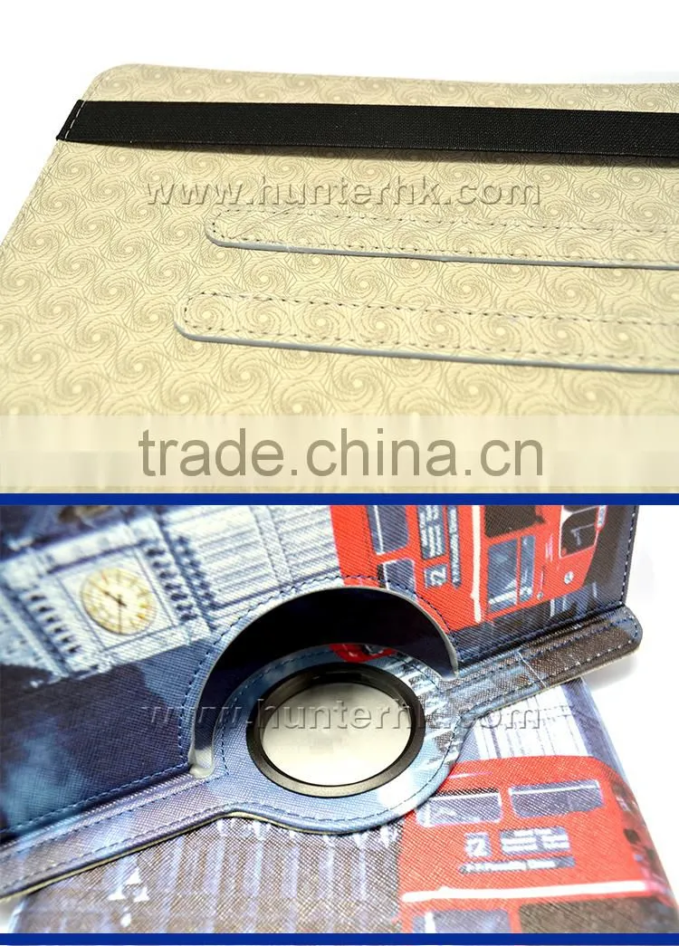 Printed Clock Tower Rotating Tablet Case For iPad 4