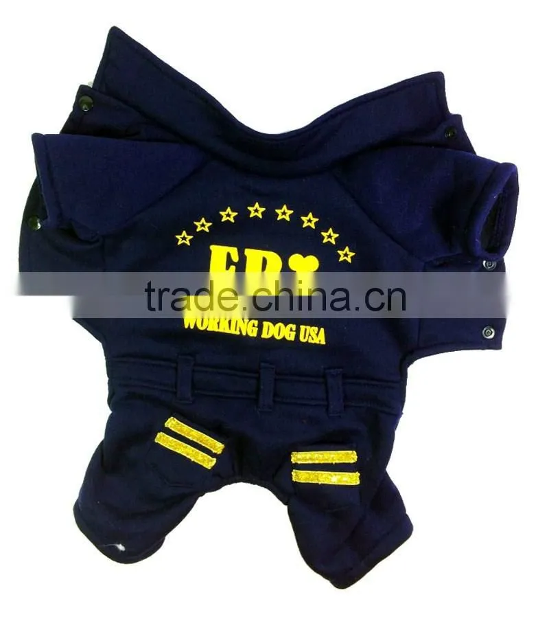 Blue Color Spring and Autumn Apparel USA FBI Printed Pet Fleece Dog Clothes