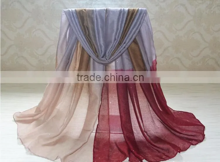 Wholesale New Design Autumn Fashion Gradient Cotton Glitter Woman Shawl