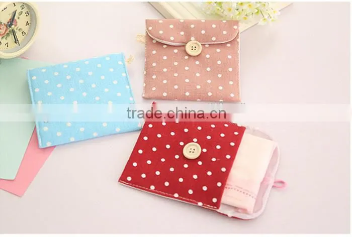 Nice dots ladies cotton sanitary napkin bag