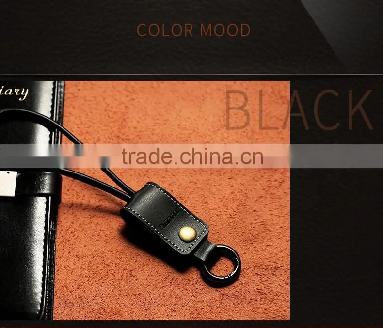 Remax RC-034i Genuine Leather Key Ring USB Cable for iPhone 6 6s Plus SE Cord Special Strap Design 32cm Cable For IOS TB-0389