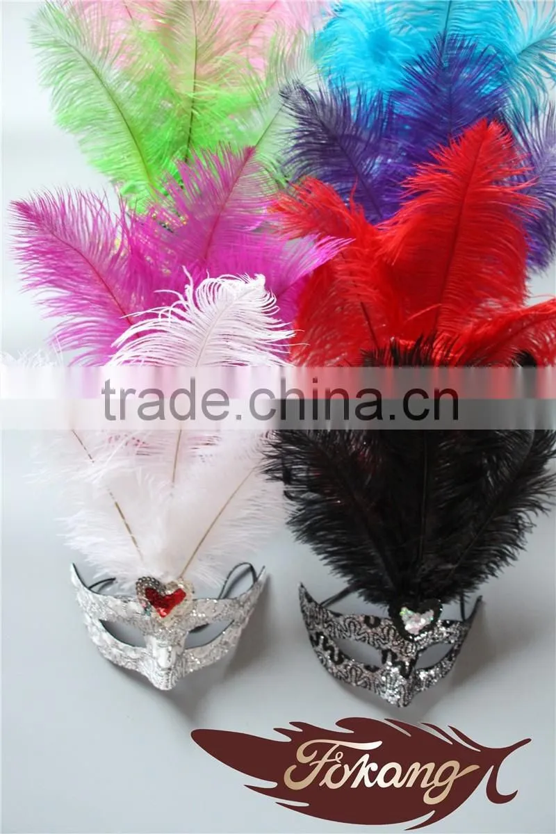 Wholesale Cloth Trim Big Ostrich Feather Mask For Bachelorette Party Supplies