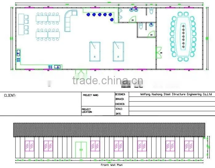 Customized fast assembling low cost light steel framing prefab office