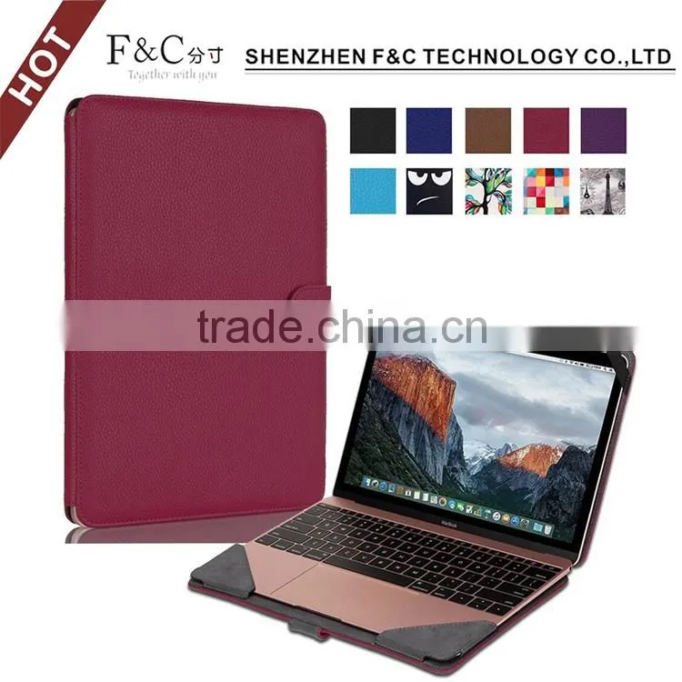 Shenzhen handmade deluxe PU leather Material folio cover for macbook accessories 11" 12" 13" 15" Compatible