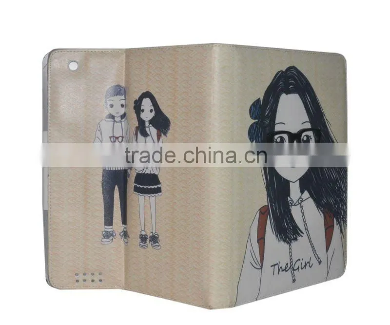 Cartoon leather PU case for the new ipad