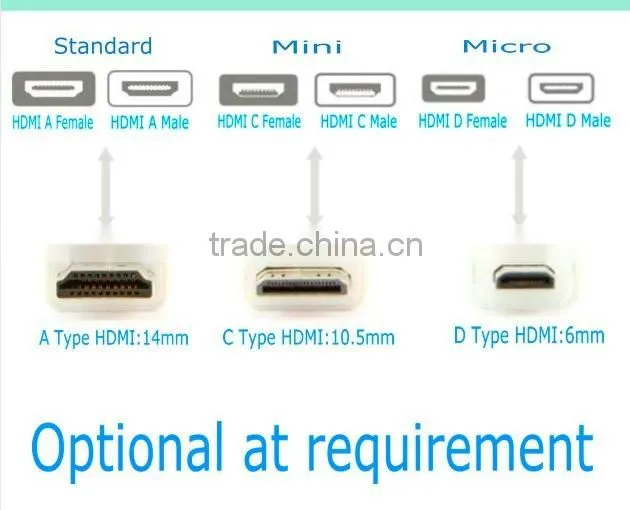 Low price HDMI 19pin A male to D male cable with Ethernet support 3D and 4K