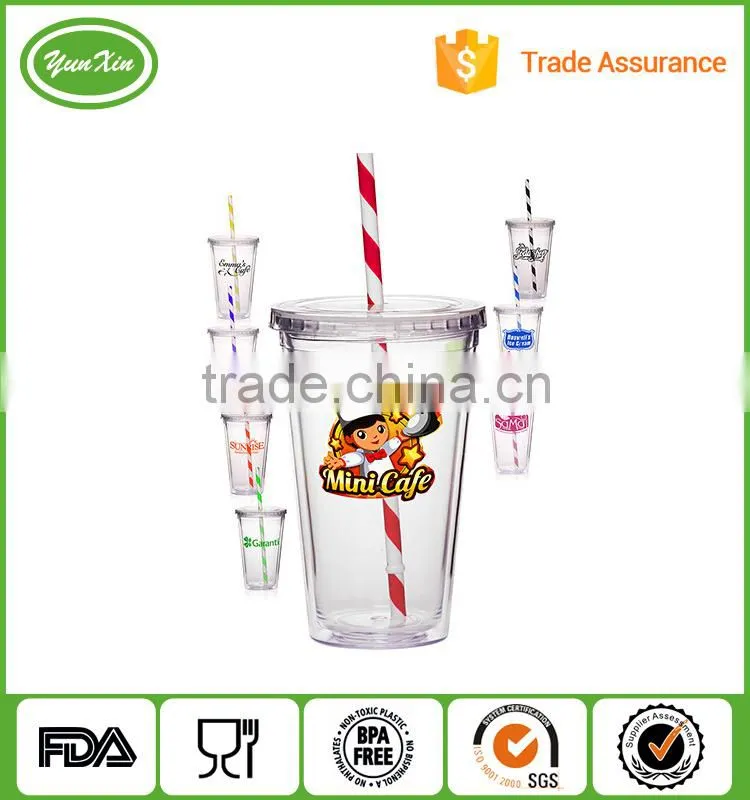 BPA free 500ML colorfull skinny tall Tumbler sippy cup with lid with straw