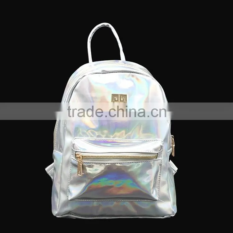 Stylish reusable backpack bag laser PU leather backpack