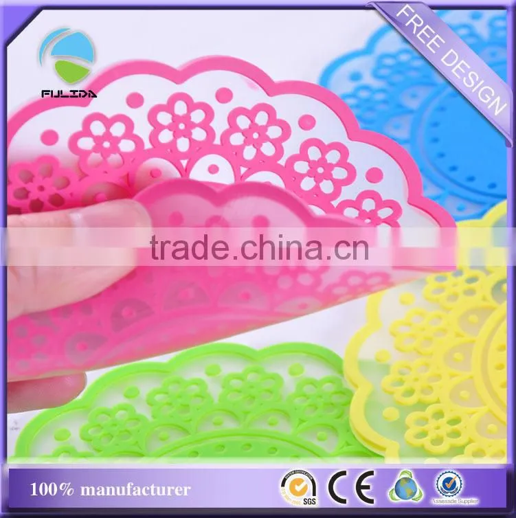 colorful soft pvc hotel cafeteria dining logo mixed wholesales cup holder mat