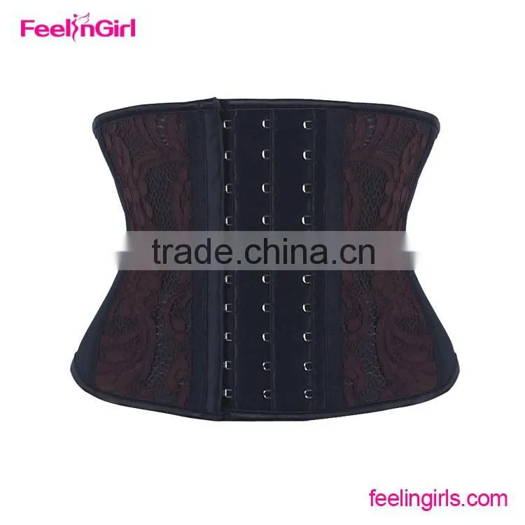 Steel boned Lace latex tummy slim waist shaper corset